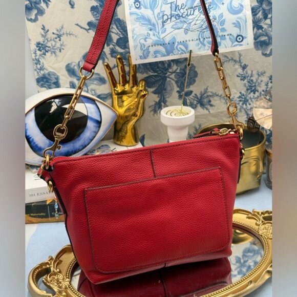 🆕 OROTON 🧿 NWOT Lily Zip Top Leather Crossbody, Red - Picture 8 of 16